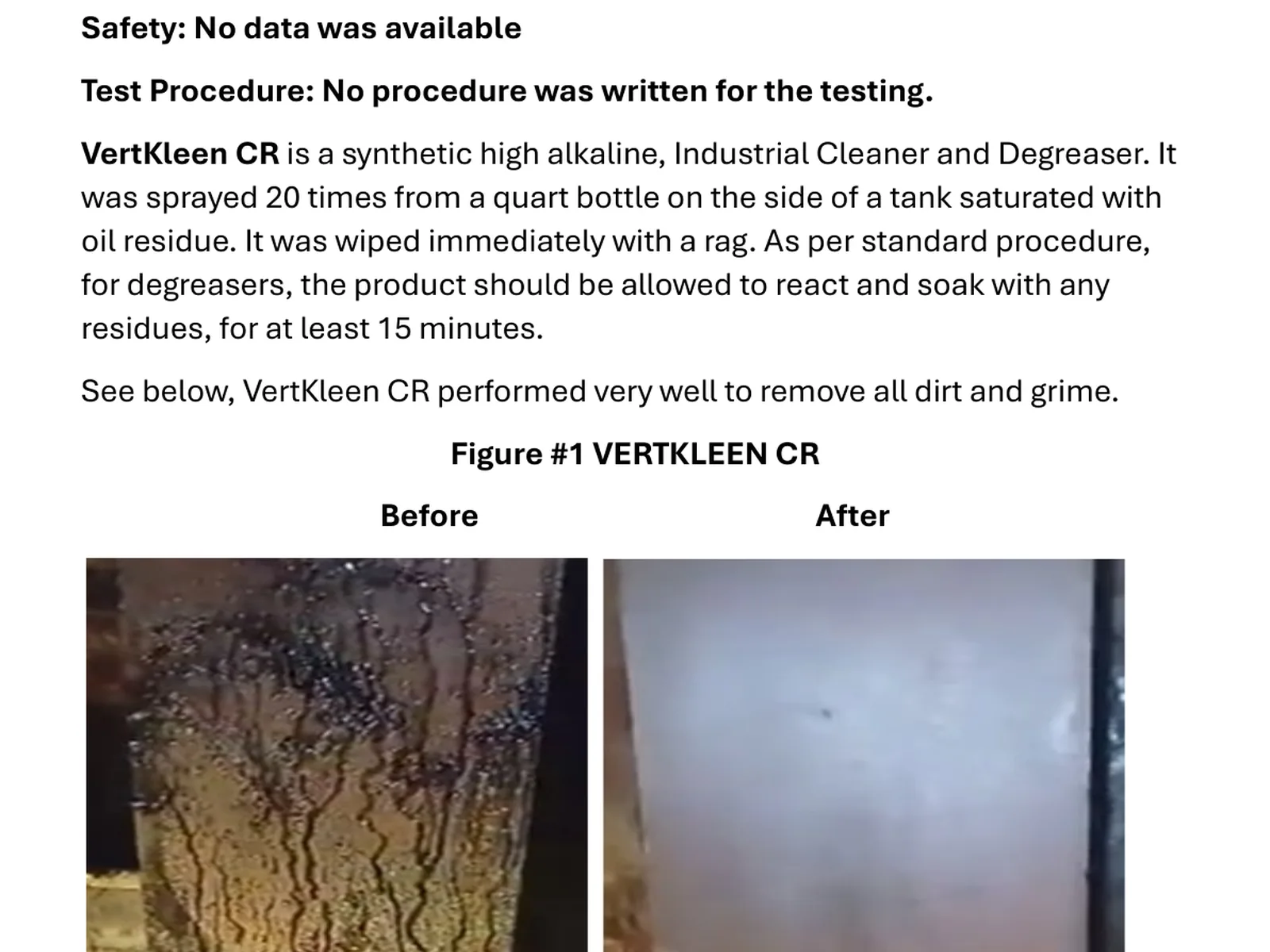 Bunker-fuel tank side before and after cleaning with VertKleen CR